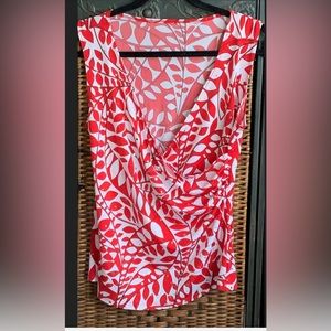 Red White Wrap Style Top